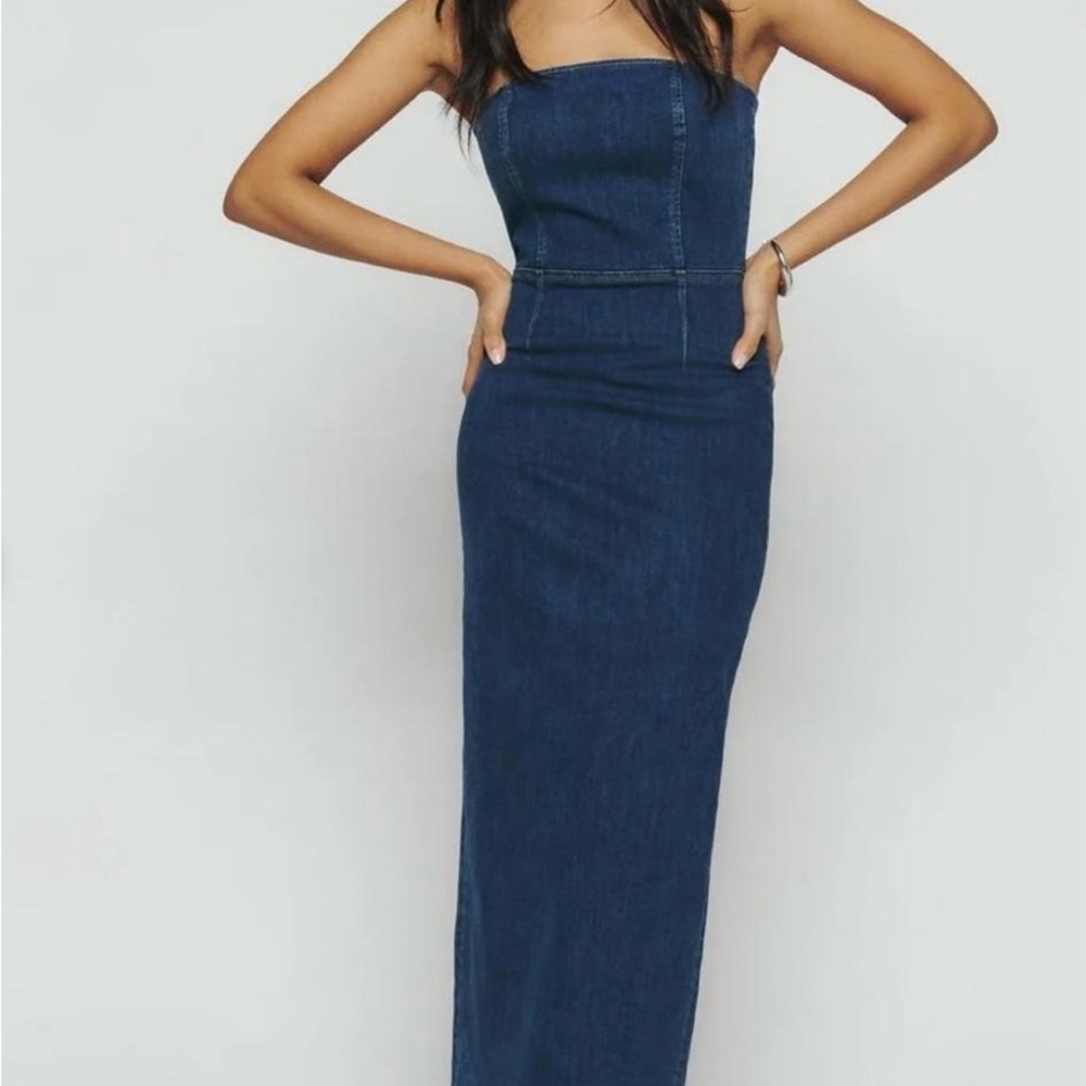Reformation Strapless Denim Dress